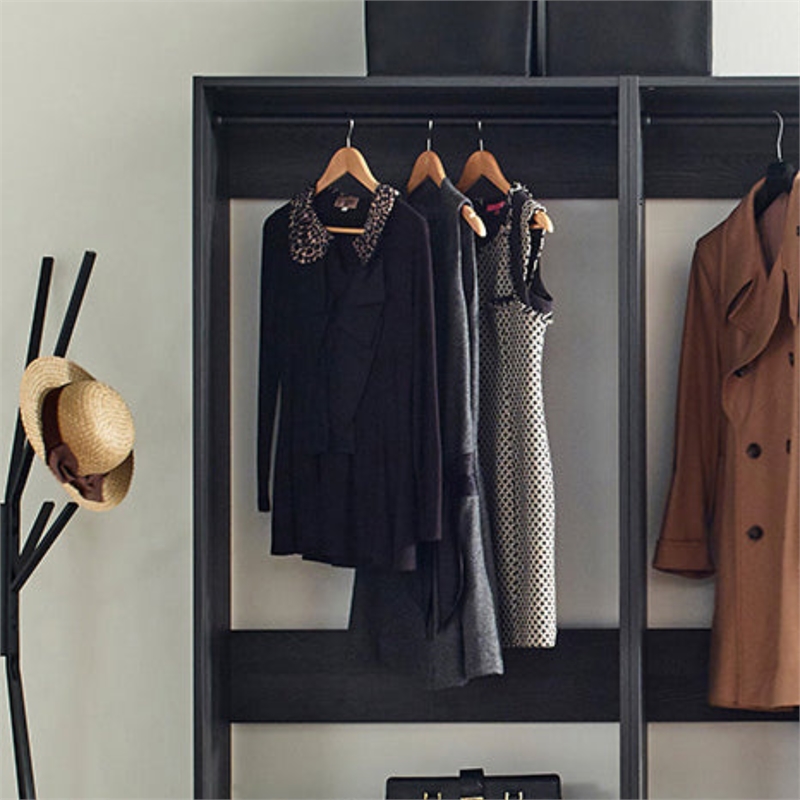 Klair Living Prosper Freestanding Walk in Wood Closet System in Gray/Black