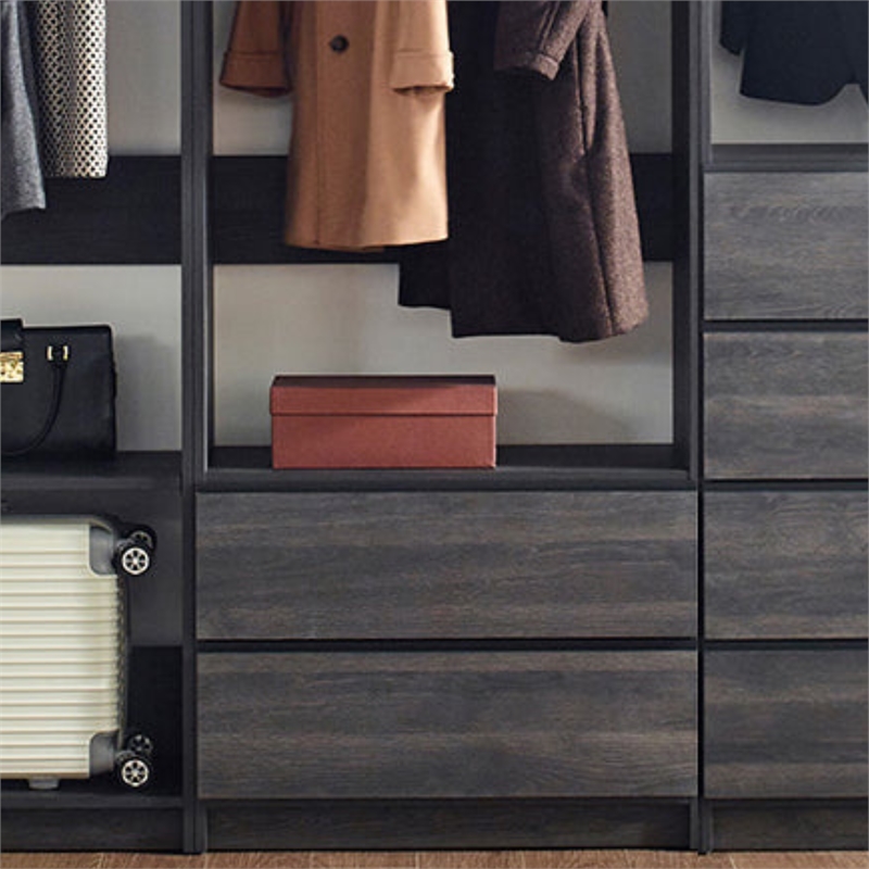 Klair Living Prosper Freestanding Walk in Wood Closet System in Gray/Black
