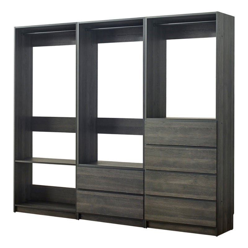 Klair Living Prosper Freestanding Walk in Wood Closet System in Gray/Black