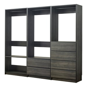 Klair Living Prosper Freestanding Walk in Wood Closet System in Gray/Black