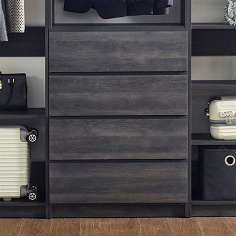 Klair Living Prosper Freestanding Walk in Wood Closet System in Gray/Black