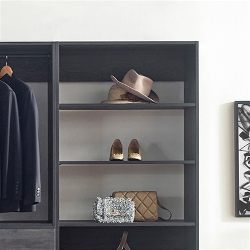 Klair Living Prosper Freestanding Walk in Wood Closet System in Gray/Black