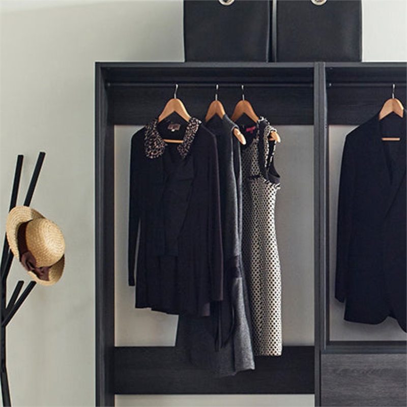 Klair Living Prosper Freestanding Walk in Wood Closet System in Gray/Black
