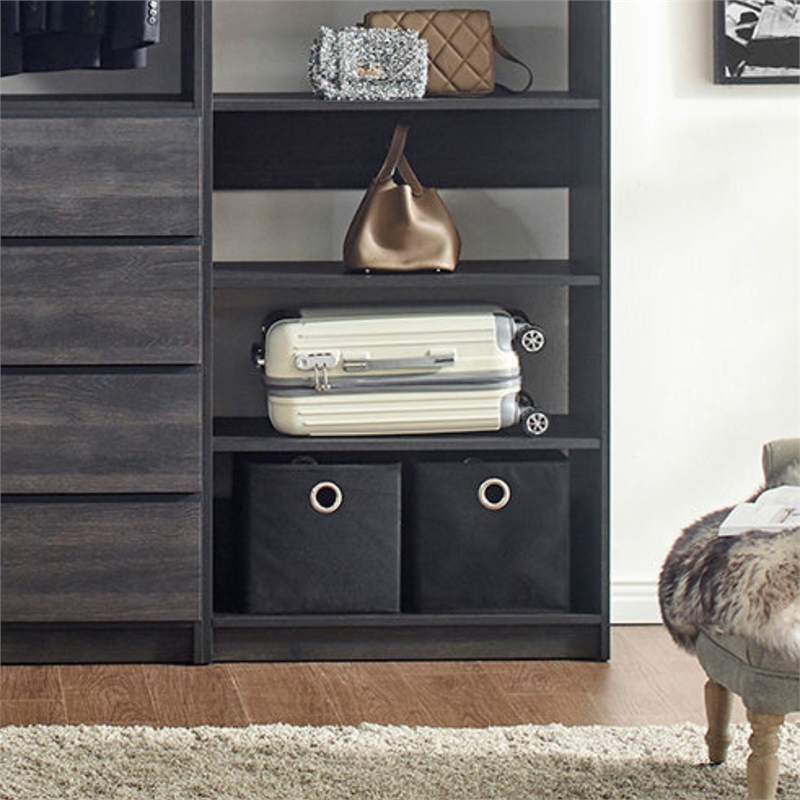 Klair Living Prosper Freestanding Walk in Wood Closet System in Gray/Black