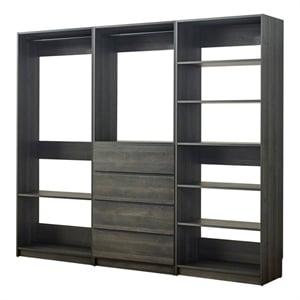 Klair Living Prosper Freestanding Walk in Wood Closet System in Gray/Black