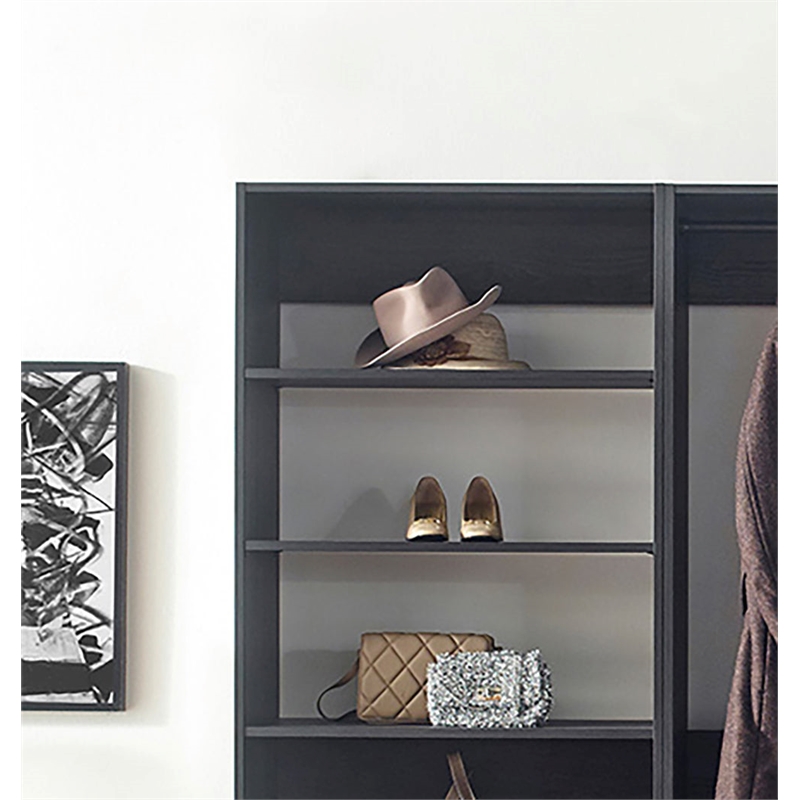 Klair Living Prosper Freestanding Walk in Wood Closet System in Gray/Black