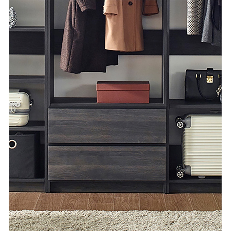 Klair Living Prosper Freestanding Walk in Wood Closet System in Gray/Black