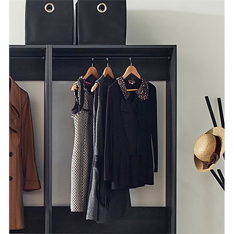 Klair Living Prosper Freestanding Walk in Wood Closet System in Gray/Black