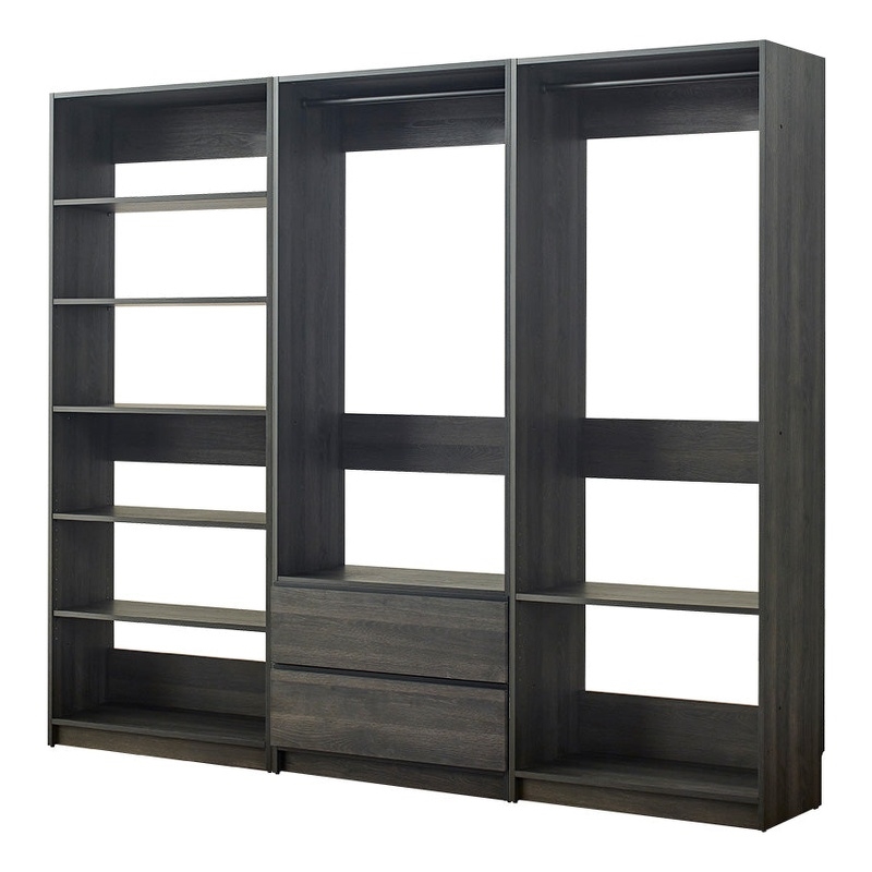 Klair Living Prosper Freestanding Walk in Wood Closet System in Gray/Black