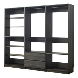 Klair Living Prosper Freestanding Walk in Wood Closet System in Gray/Black