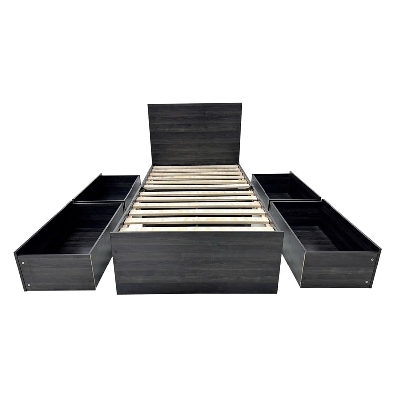 Klair Living Robin Twin Storage Bed in Dark Gray