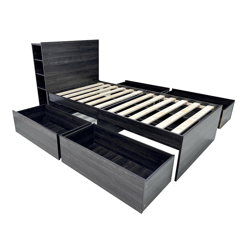 Klair Living Robin Twin Storage Bed in Dark Gray