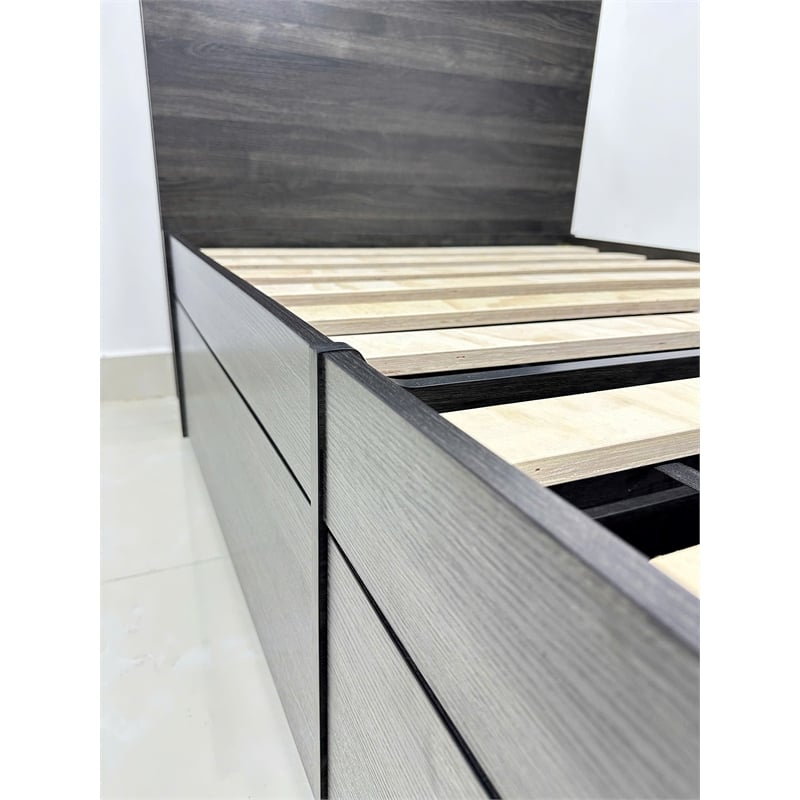 Klair Living Robin Twin Storage Bed in Dark Gray