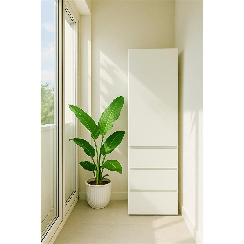 Klair Living Elise Slim Modular Wood Closet Cabinet with Drawers in White