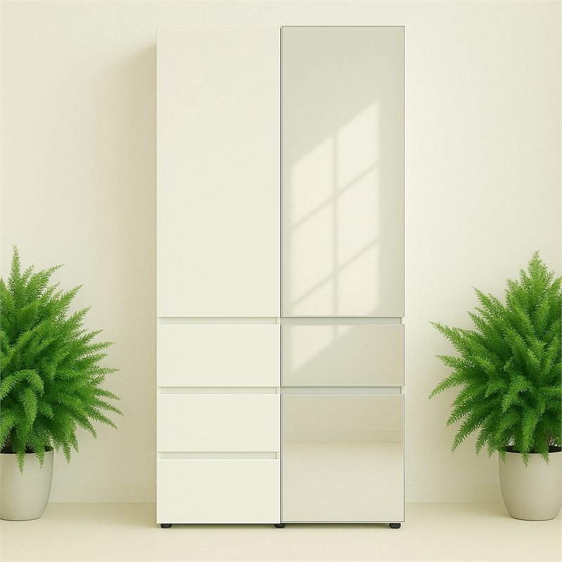 Klair Living Elise Slim Modular Wood Closet Cabinet with Drawers in White