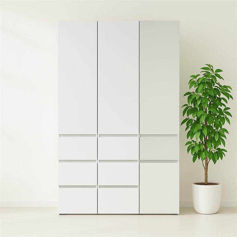 Klair Living Elise Slim Modular Wood Closet Cabinet with Drawers in White