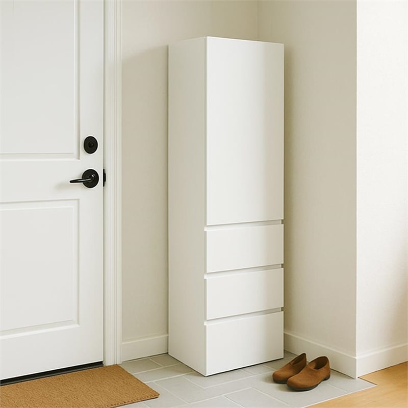 Klair Living Elise Slim Modular Wood Closet Cabinet with Drawers in White