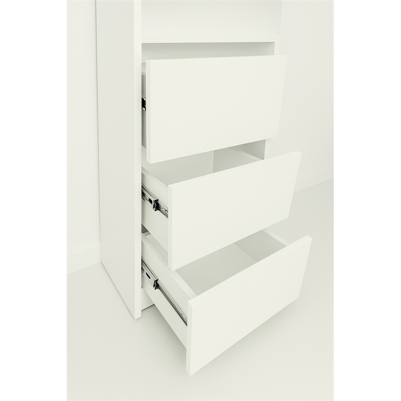 Klair Living Elise Slim Modular Wood Closet Cabinet with Drawers in White