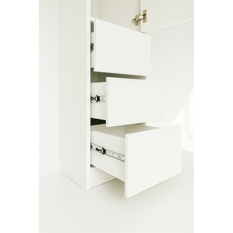 Klair Living Elise Slim Modular Wood Closet Cabinet with Drawers in White