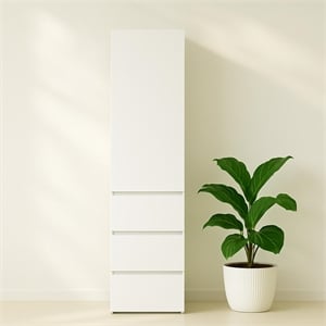 Klair Living Elise Slim Modular Wood Closet Cabinet with Drawers in White