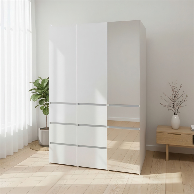 Klair Living Elise Modular Wood Closet System with Mirror in White