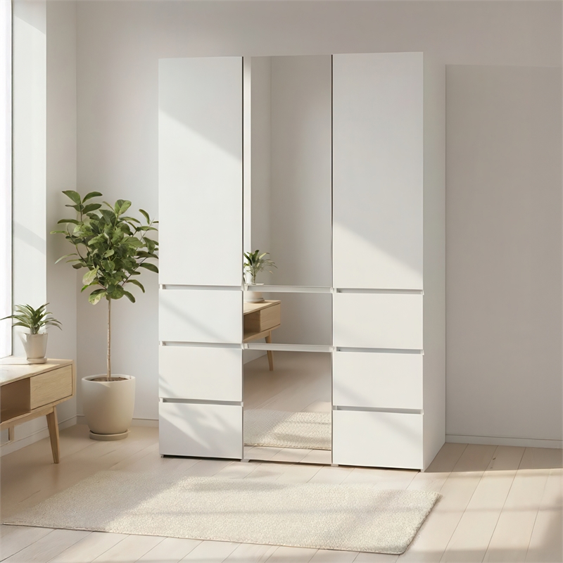 Klair Living Elise Modular Wood Closet System with Mirror in White