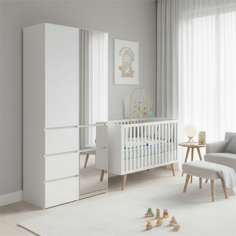 Klair Living Elise Modular Wood Closet System with Mirror in White