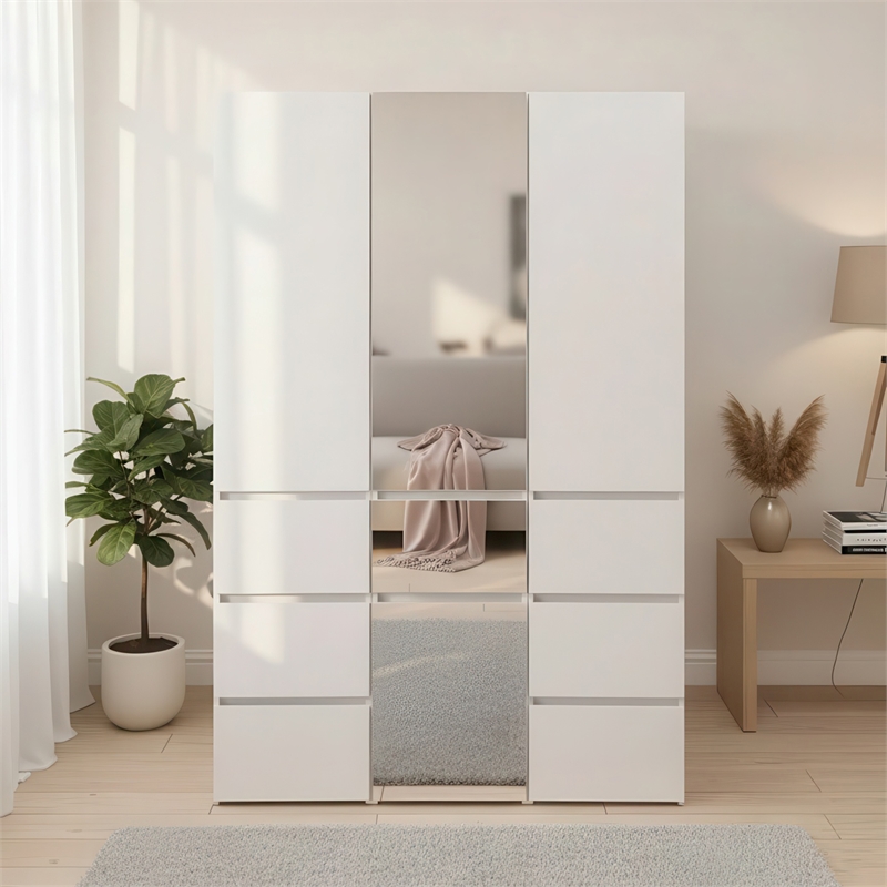 Klair Living Elise Modular Wood Closet System with Mirror in White