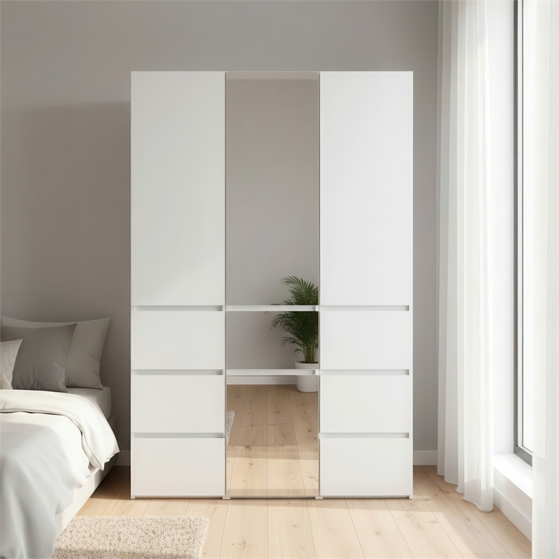 Klair Living Elise Modular Wood Closet System with Mirror in White