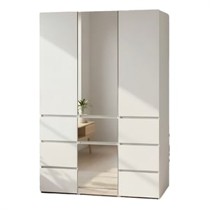Klair Living Elise Modular Wood Closet System with Mirror in White