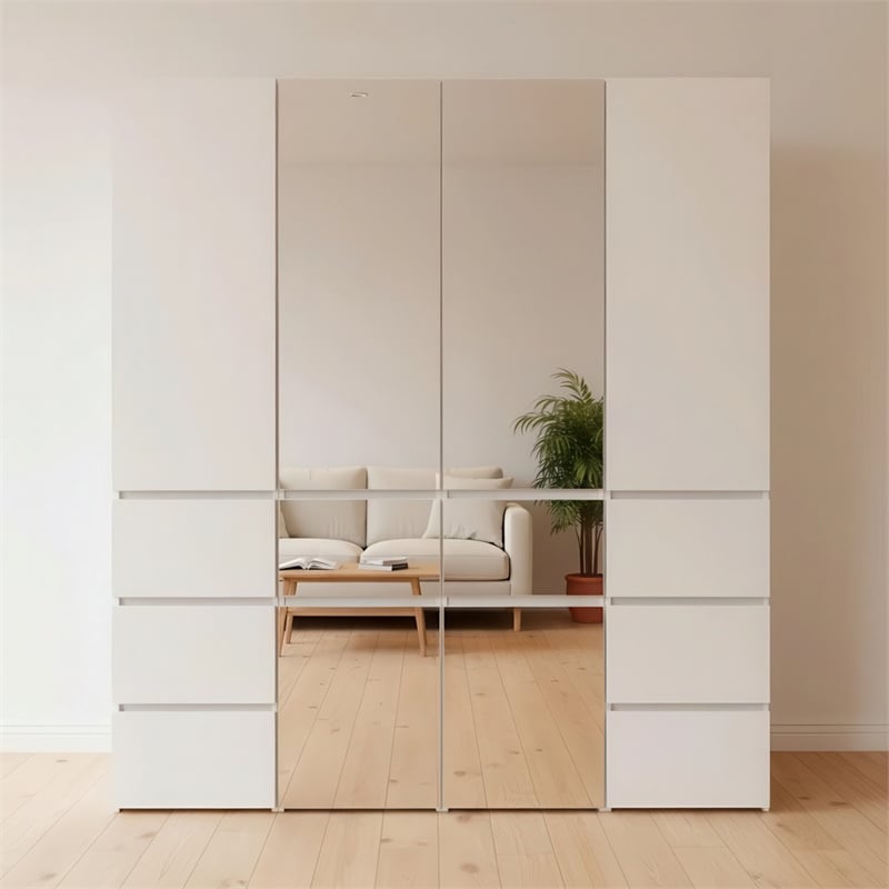 Klair Living Elise Modular Wood Closet System with Mirror in White