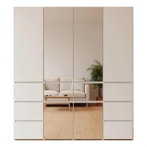 Klair Living Elise Modular Wood Closet System with Mirror in White