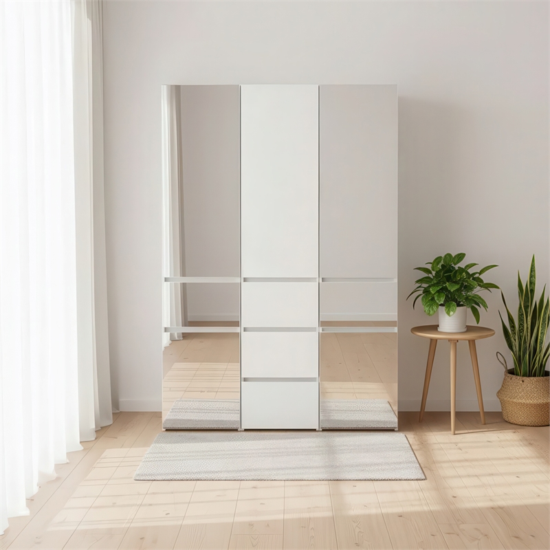 Klair Living Elise Modular Wood Closet System with Mirror in White