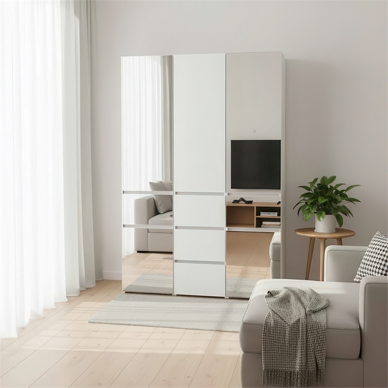 Klair Living Elise Modular Wood Closet System with Mirror in White