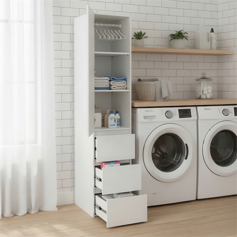 Klair Living Elise Modular Wood Closet System with Mirror in White