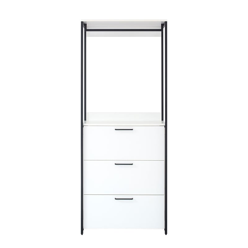Klair Living Fiona White Freestanding Walk in Wood Closet System w/ Metal Frame