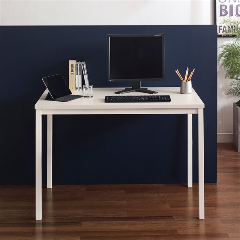 Klair Living Harry Contemporary Wood and Metal Computer Desk in Ivory