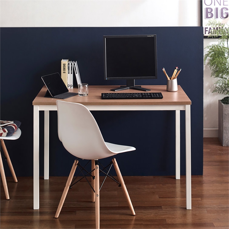 Klair Living Harry Contemporary Wood and Metal Computer Desk in Oak