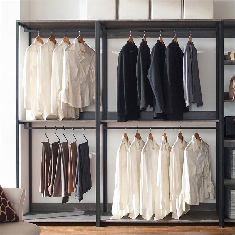 Klair Living Monica Wood Walk-in Closet System in Rustic Gray