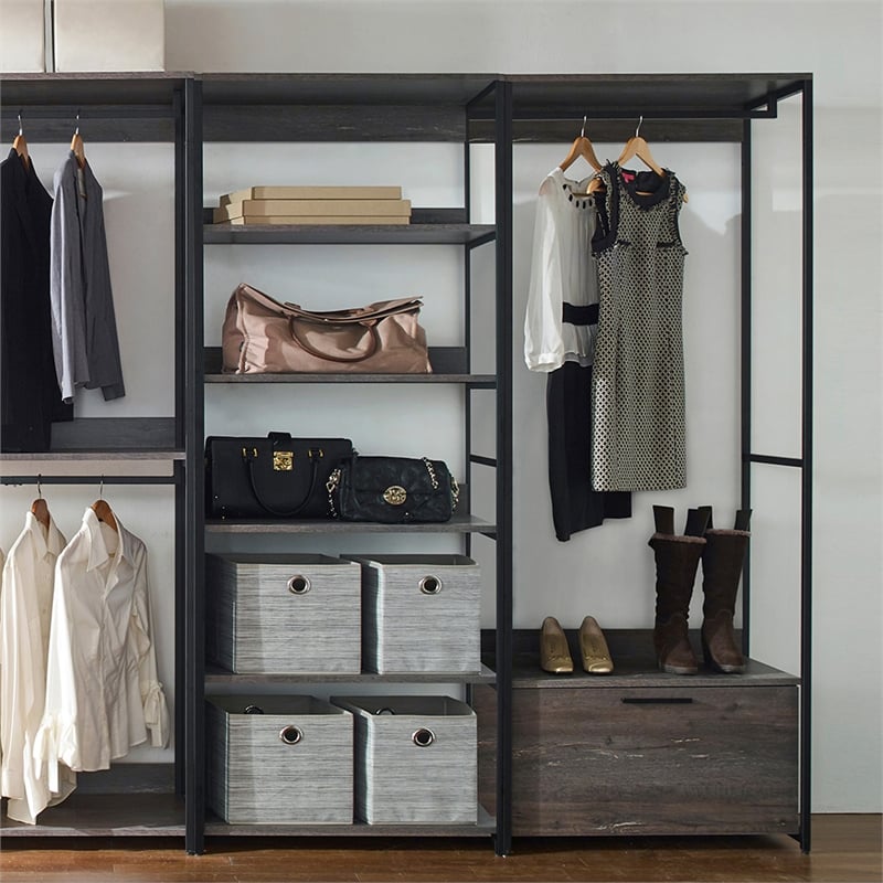 Klair Living Monica Wood Walk-in Closet System in Rustic Gray
