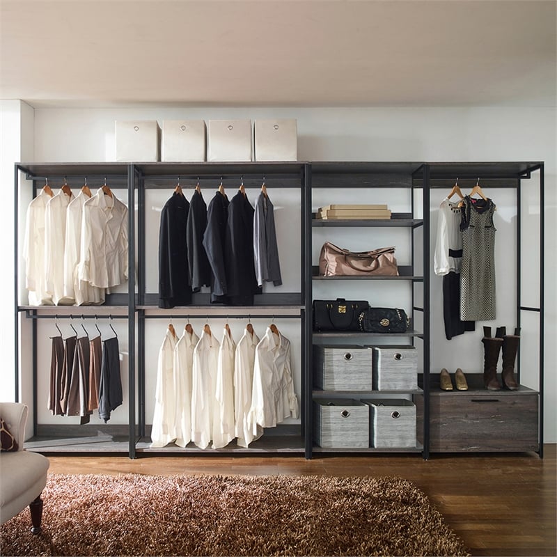 Klair Living Monica Wood Walk-in Closet System in Rustic Gray