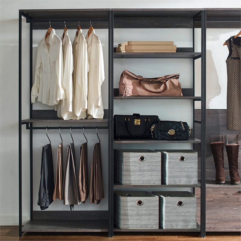 Klair Living Monica Wood Walk-in Closet System in Rustic Gray
