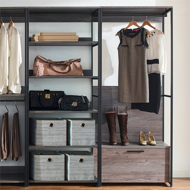 Klair Living Monica Wood Walk-in Closet System in Rustic Gray