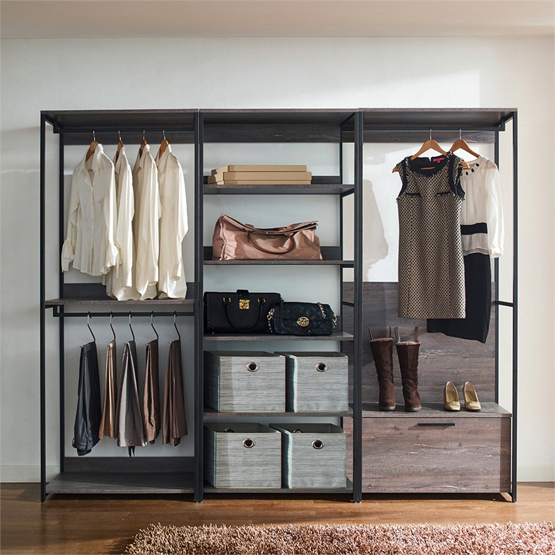 Klair Living Monica Wood Walk-in Closet System in Rustic Gray