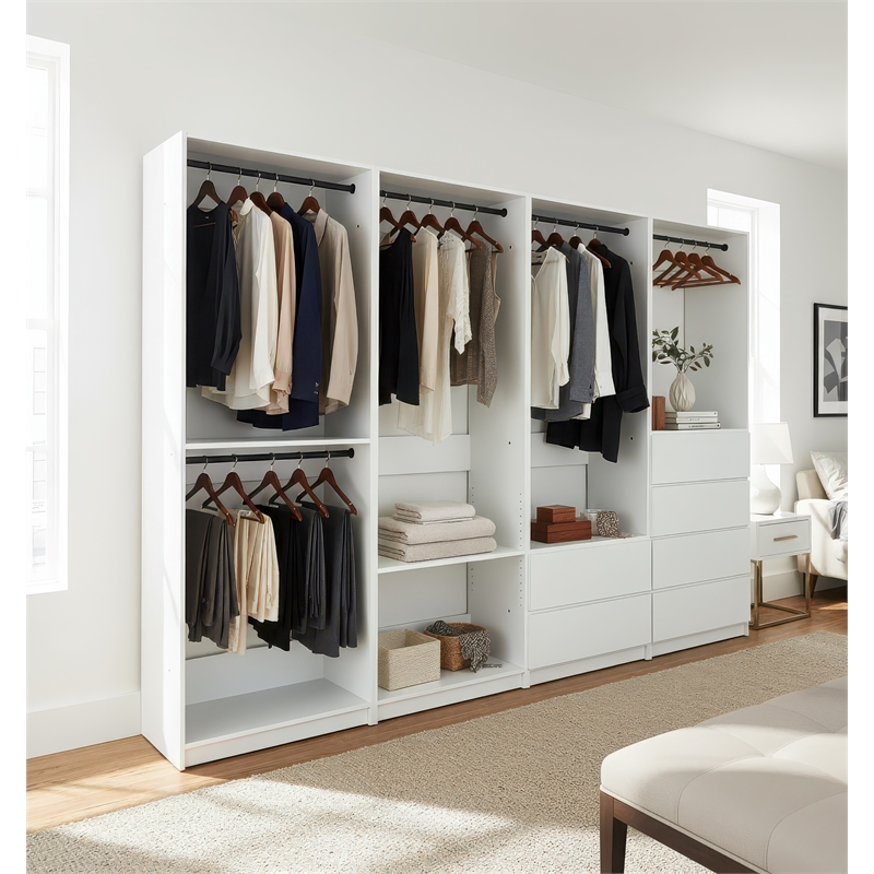 Klair Living Prosper White Freestanding Walk in Wood Closet System in Oak