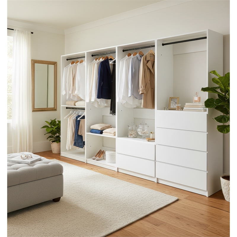 Klair Living Prosper White Freestanding Walk in Wood Closet System in Oak