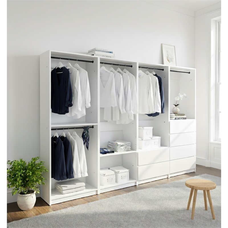 Klair Living Prosper White Freestanding Walk in Wood Closet System in Oak