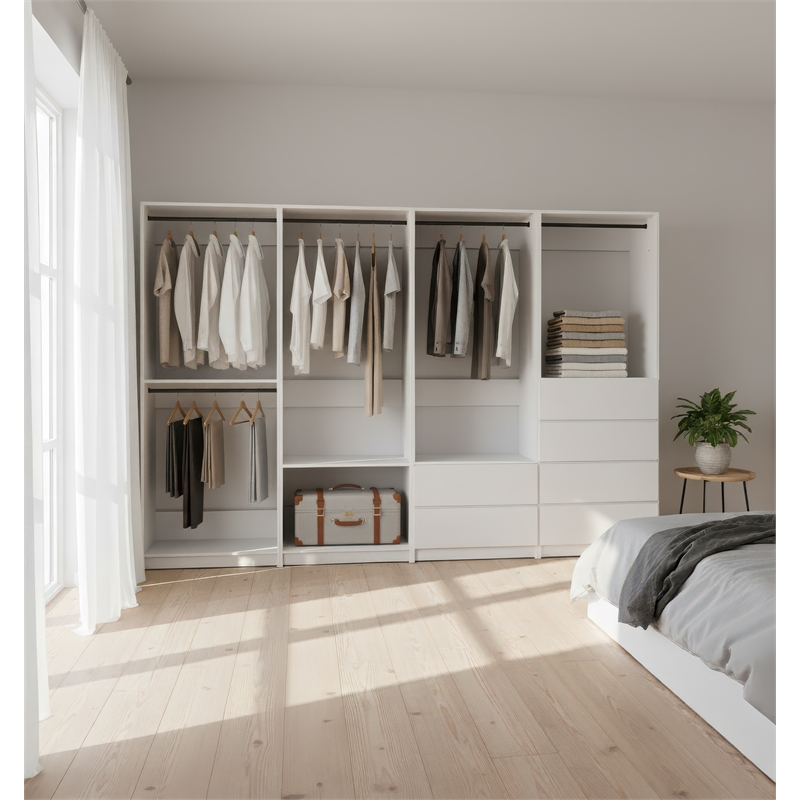 Klair Living Prosper White Freestanding Walk in Wood Closet System in Oak