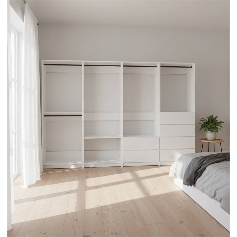 Klair Living Prosper White Freestanding Walk in Wood Closet System in Oak