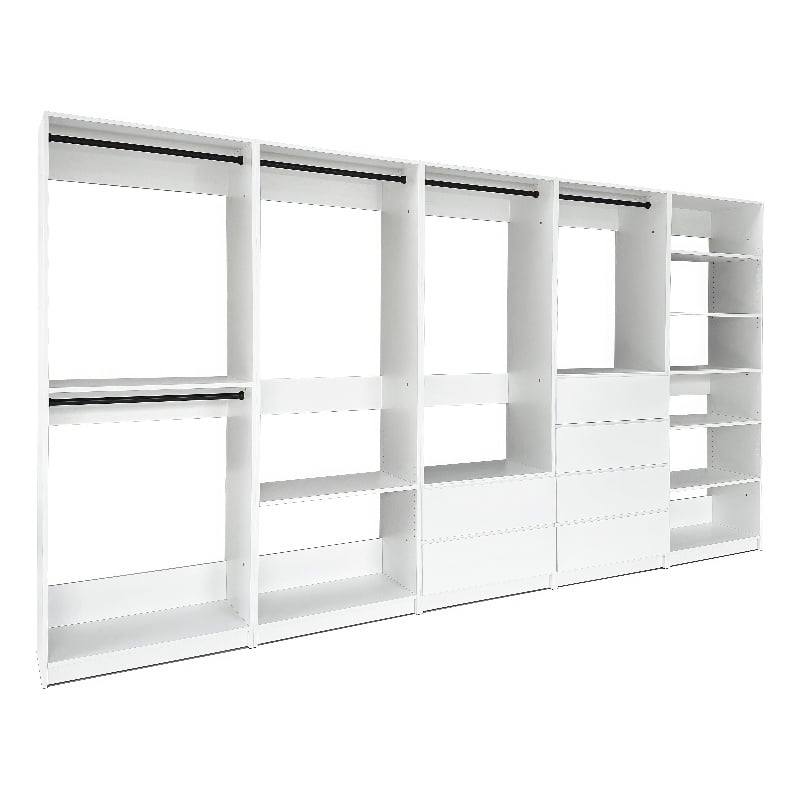 Klair Living Prosper White Freestanding Walk in Wood Closet System in Oak
